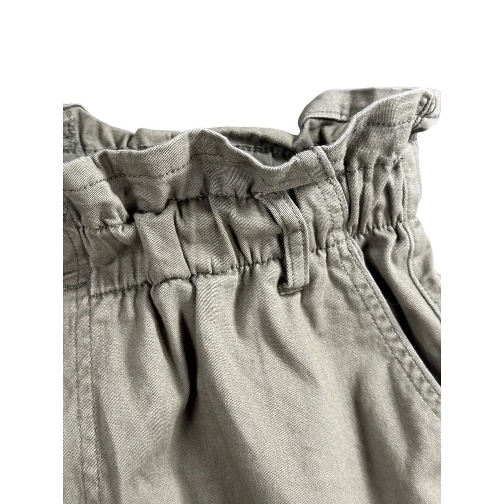 AND NOW THIS Olive Green Paperbag Waist Mini Skirt Women's Size L Utility Casual